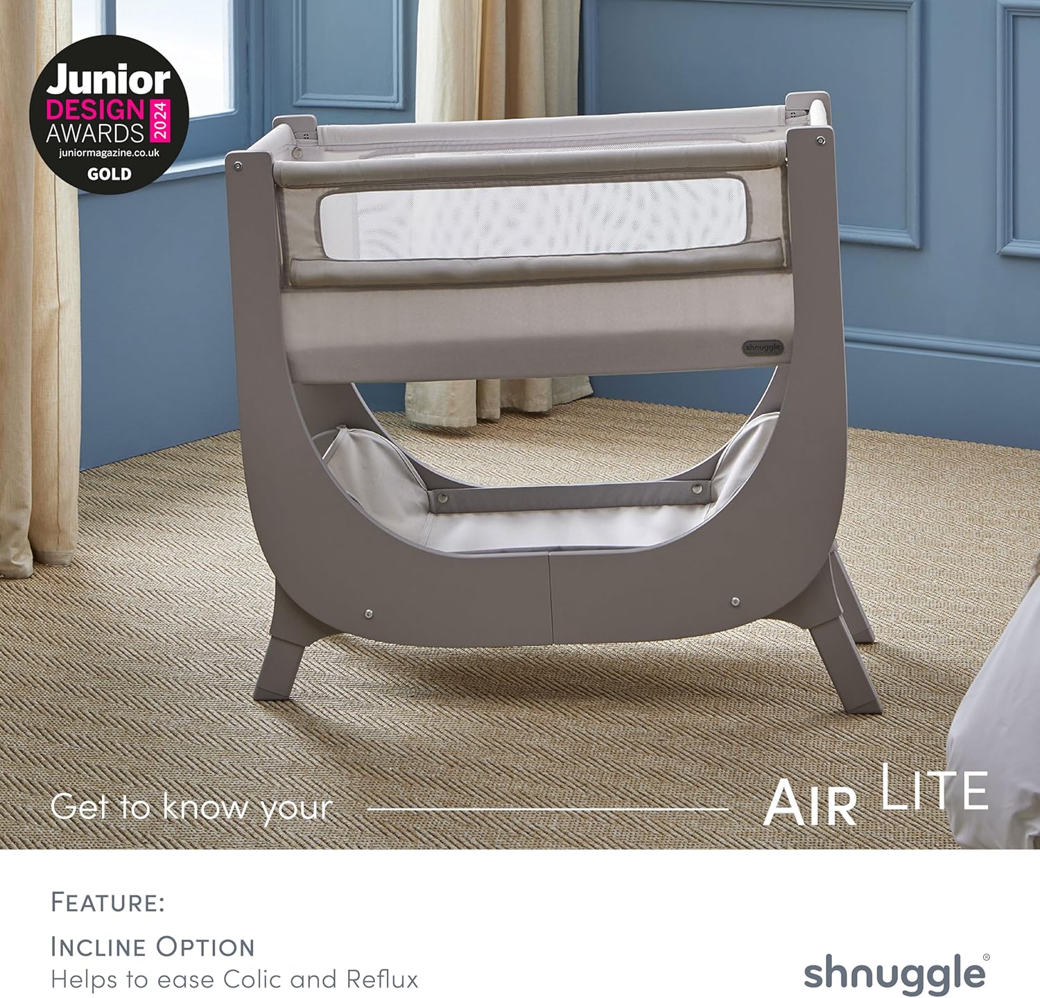 Shnuggle Air Lite Infant Bedside Bassinet: 1 Mattress + 1 Waterproof + 2 White Sheets