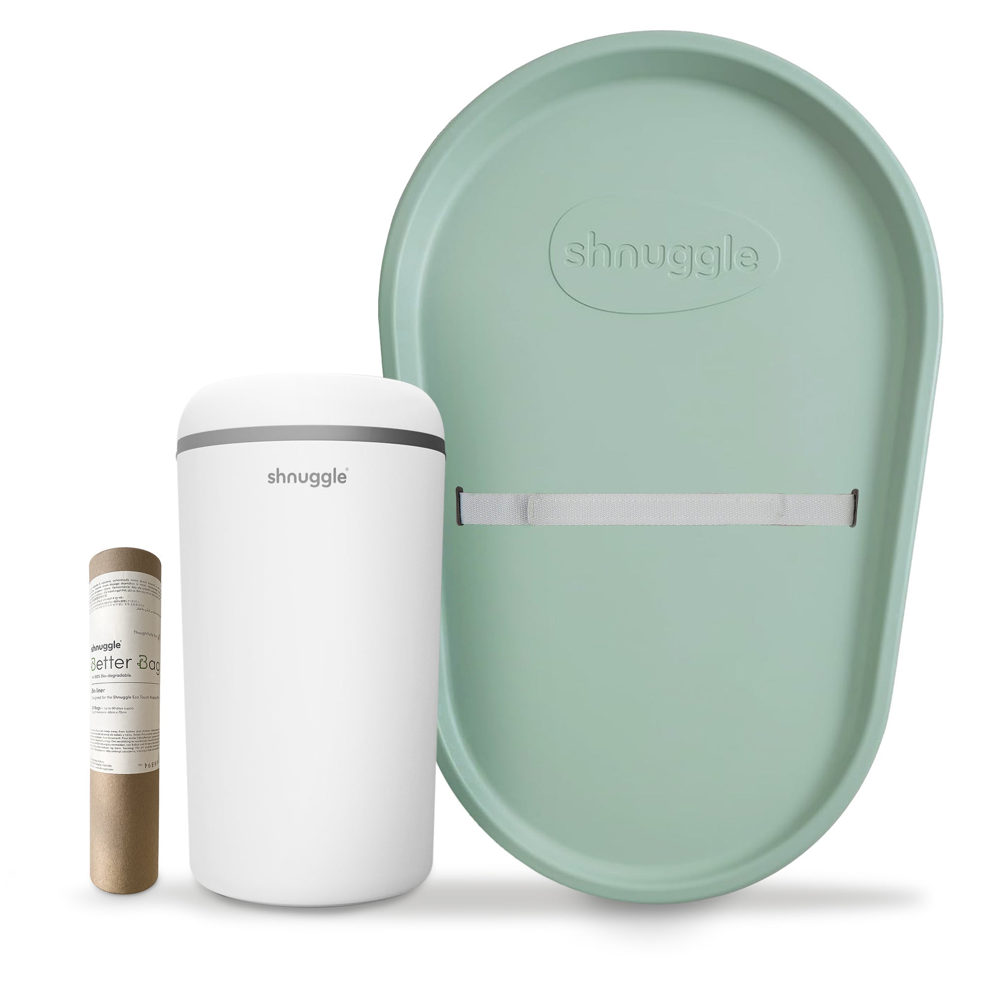 Changing Essentials Kit: Shnuggle Changing Mat + Diaper Pail + Liners