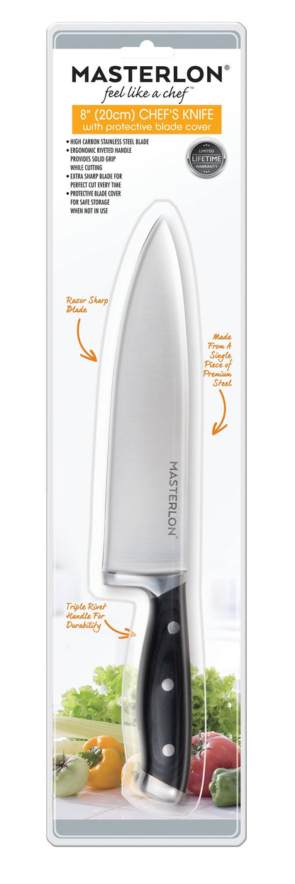 MASTERPAN Chef's Knife With Stainless Steel blade & Cover, 8" (20cm)