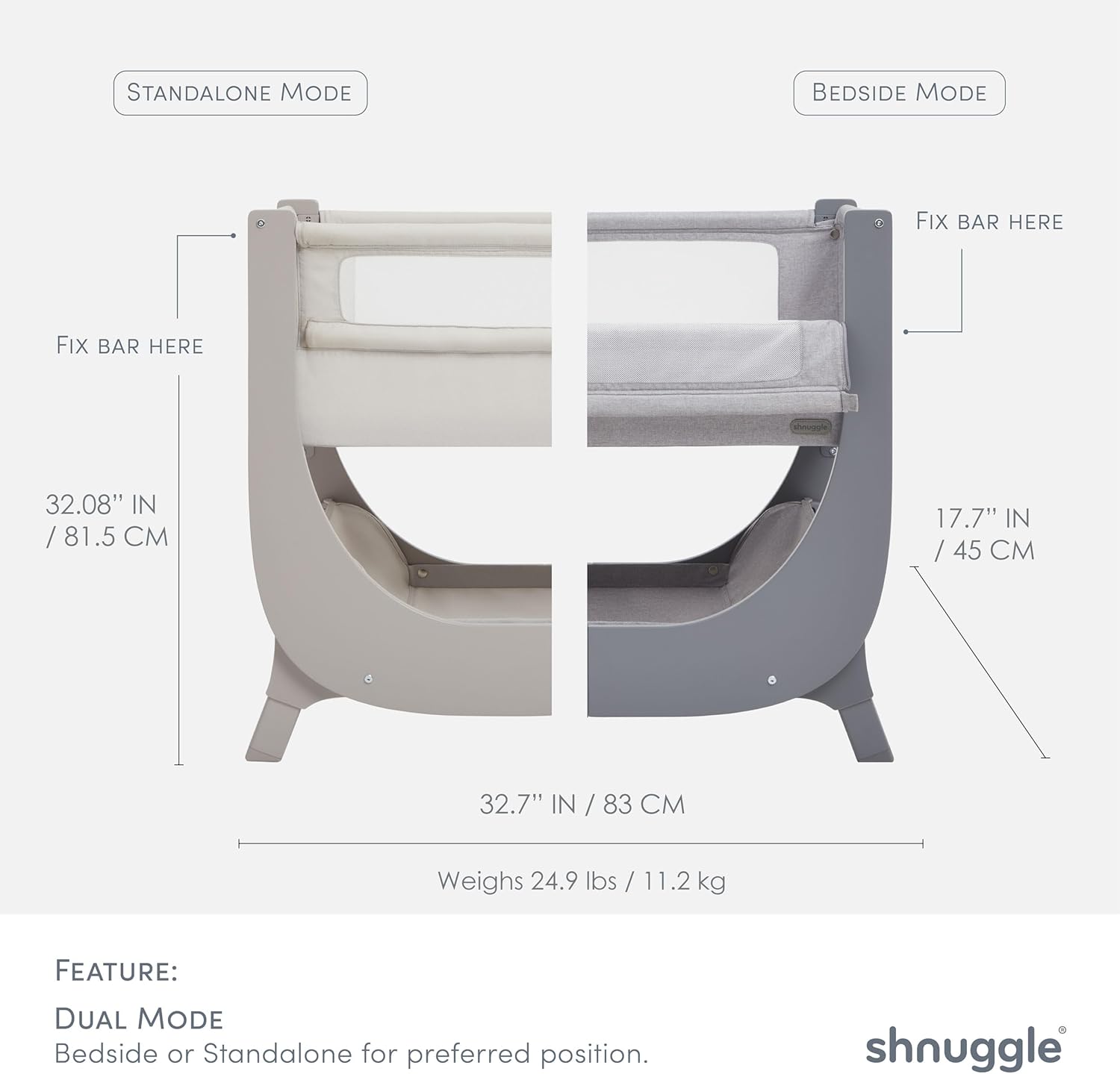 Shnuggle Air Lite Infant Bedside Bassinet