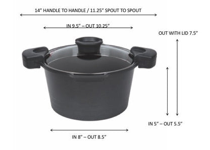 MASTERPAN Nonstick Stock & Pasta Pot With Glass Lid Strainer, 5 QT., 9" (23cm)