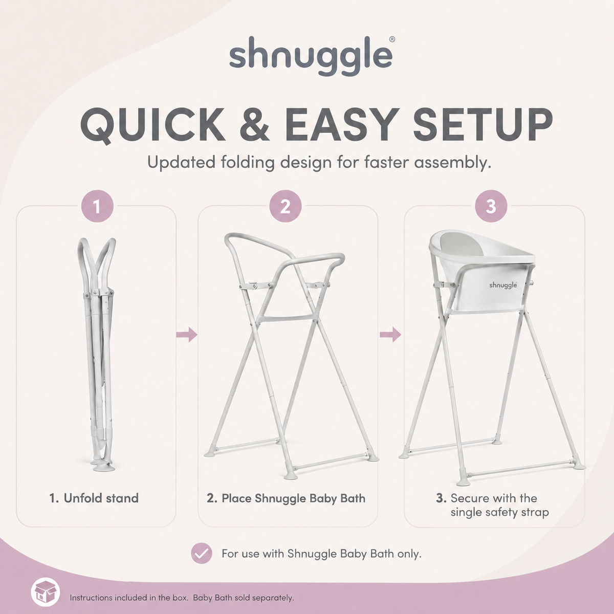 Shnuggle Baby Bath 0-12 months & Foldable Stand