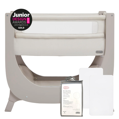 Shnuggle Air Lite Infant Bedside Bassinet: 1 Mattress + 1 Waterproof + 2 White Sheets