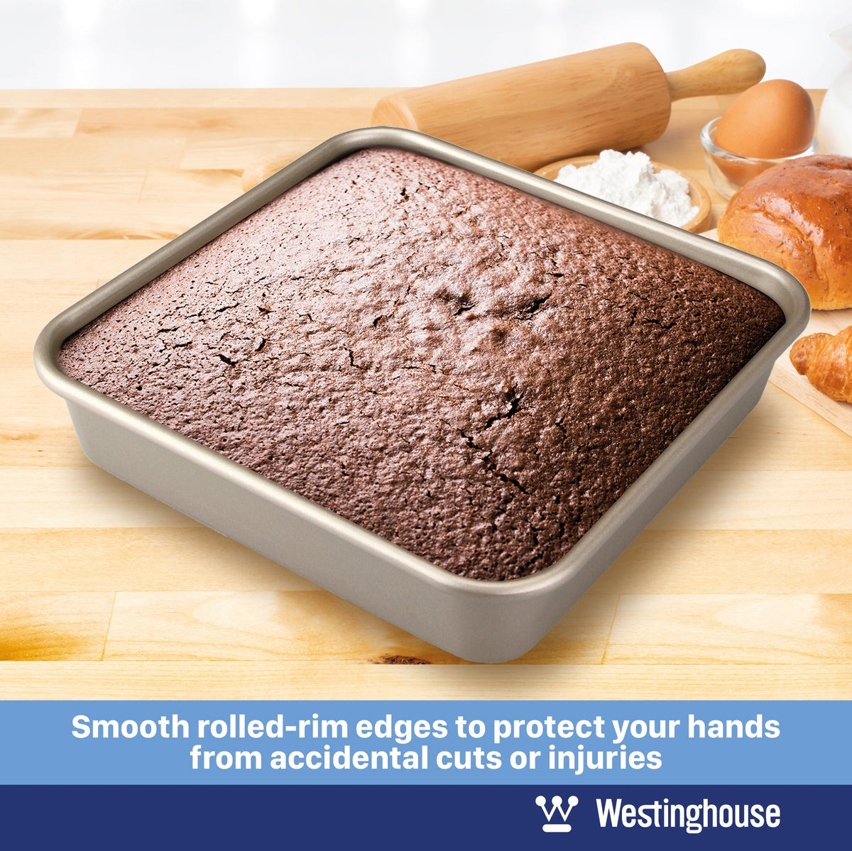 Baking Pan Set, Carbon Steel, 3-pc (Squre Pan, Muffin Pan + Rectangle Deep Tray)